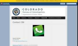 
							         Contact CBI | Colorado Bureau of Investigation								  
							    