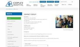 
							         Contact - Copley Hospital								  
							    