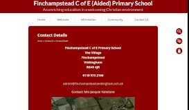 
							         Contact Details | Finchampstead C of E Primary School								  
							    