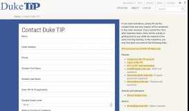 
							         Contact Duke TIP | Duke TIP								  
							    