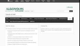 
							         Contact - Faculty & Staff - Subject Guides at Algonquin College								  
							    