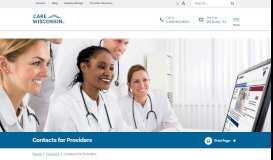 
							         Contact Info for Healthcare Providers in the Care Wisconsin Network ...								  
							    