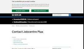 
							         Contact Jobcentre Plus - GOV.UK								  
							    