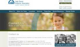 
							         Contact Lake Forest Pediatrics | Chicago IL | Appointments								  
							    