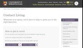
							         Contact Living - University of Birmingham								  
							    