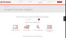 
							         Contact McAfee Consumer Support								  
							    