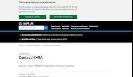 
							         Contact MHRA - GOV.UK								  
							    