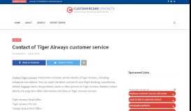 
							         Contact of Tiger Airways customer service | Customer Care Contacts								  
							    