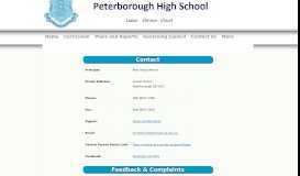
							         Contact - Peterborough High School								  
							    