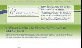 
							         Contact Sage Health Care | Specialize Women's Healthcare | Durango ...								  
							    