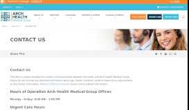 
							         Contact Us | Arch Health - Arch Health Medical Group								  
							    