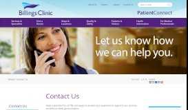 
							         Contact Us - Billings Clinic								  
							    