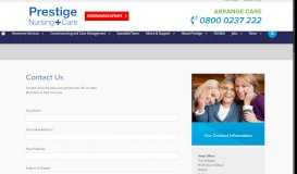
							         Contact Us - Contact Prestige Nursing + Care								  
							    