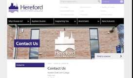 
							         Contact us > Contact Us | Hereford Sixth form college								  
							    
