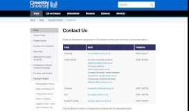
							         Contact Us - Coventry University								  
							    
