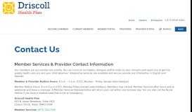 
							         Contact Us | Driscoll Health Plan								  
							    
