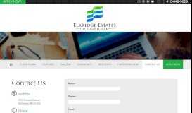 
							         Contact Us - Elkridge Estates								  
							    