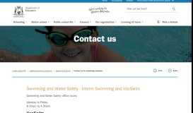 
							         Contact us for swimming enquiries - The Department of Education								  
							    