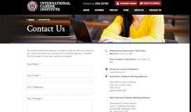 
							         Contact Us - International Career Institute								  
							    