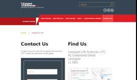 
							         Contact us – LifeSciences UTC - Liverpool Life Sciences UTC								  
							    
