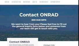 
							         Contact Us | ONRAD - ONRAD, Inc.								  
							    