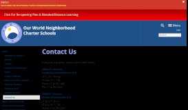 
							         Contact Us | Our World Neighborhood Charter School								  
							    