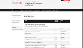 
							         Contact us | Postgraduate Medical Education - McGill University								  
							    