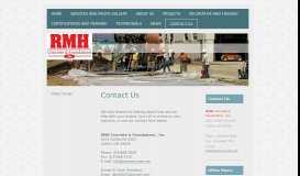 
							         Contact Us - RMH Concrete & Foundations , Inc.								  
							    