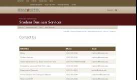 
							         Contact Us : Student Business Services : Texas State University								  
							    