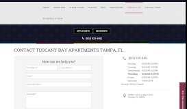 
							         Contact Us | Tampa, FL Apartments | Tuscany Bay Apartments								  
							    