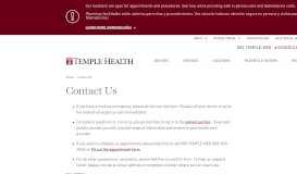 
							         Contact Us - Temple Health								  
							    