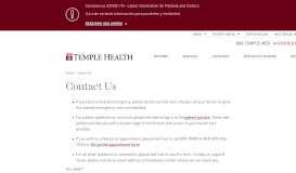 
							         Contact Us - Temple University Health System								  
							    