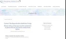 
							         Contact Us - The Reproductive Medicine Group								  
							    