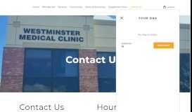 
							         Contact Us - Westminster Medical Clinic								  
							    