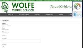 
							         Contact | Wolfe Middle School								  
							    