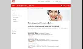 
							         Contacting Deutsche Bahn: You can reach us by phone or e-mail								  
							    