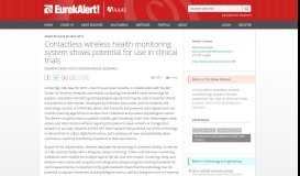 
							         Contactless wireless health monitoring system shows potential for use ...								  
							    