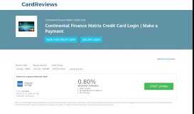 
							         Continental Finance Matrix Credit Card Login | Make a Payment								  
							    