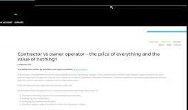 
							         Contractor vs owner operator – the price of everything and the value of ...								  
							    