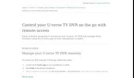 
							         Control Your U-verse TV DVR on the Go with Remote Access ...								  
							    
