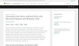 
							         Convenient two-factor authentication with Microsoft Passport ...								  
							    