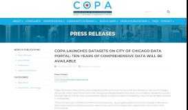 
							         COPA LAUNCHES DATASETS ON CITY OF CHICAGO DATA ...								  
							    