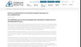 
							         Copley & Dartmouth-Hitchcock Expand TeleHealth Collaboration ...								  
							    
