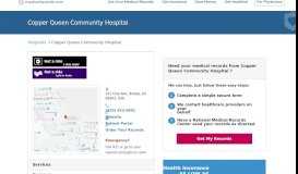 
							         Copper Queen Community Hospital | MedicalRecords.com								  
							    