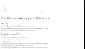 
							         Copy data from Vertica using Azure Data Factory | Microsoft Docs								  
							    