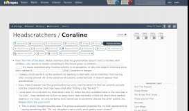
							         Coraline / Headscratchers - TV Tropes								  
							    