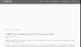 
							         CORDET has provided a loan to CETA Insurance Limited								  
							    