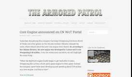 
							         Core Engine announced on CN WoT Portal – The Armored Patrol								  
							    