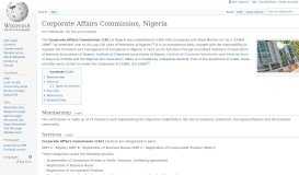 
							         Corporate Affairs Commission, Nigeria - Wikipedia								  
							    