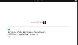 
							         Corporate Affairs Commission Recruitment 2019/2020 Form - Apply ...								  
							    